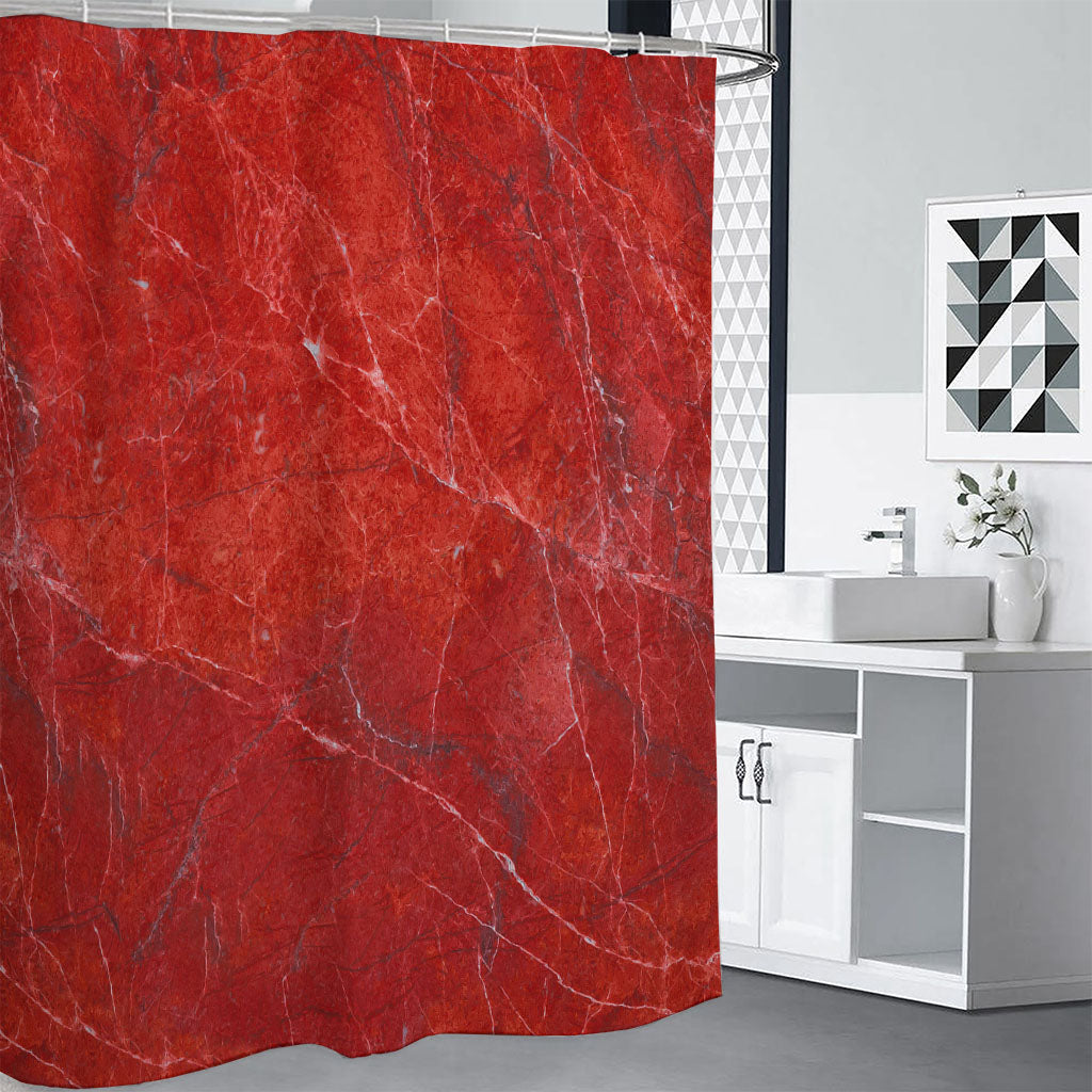 Red Marble Print Shower Curtain