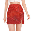 Red Marble Print Side Slit Mini Skirt