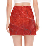 Red Marble Print Side Slit Mini Skirt