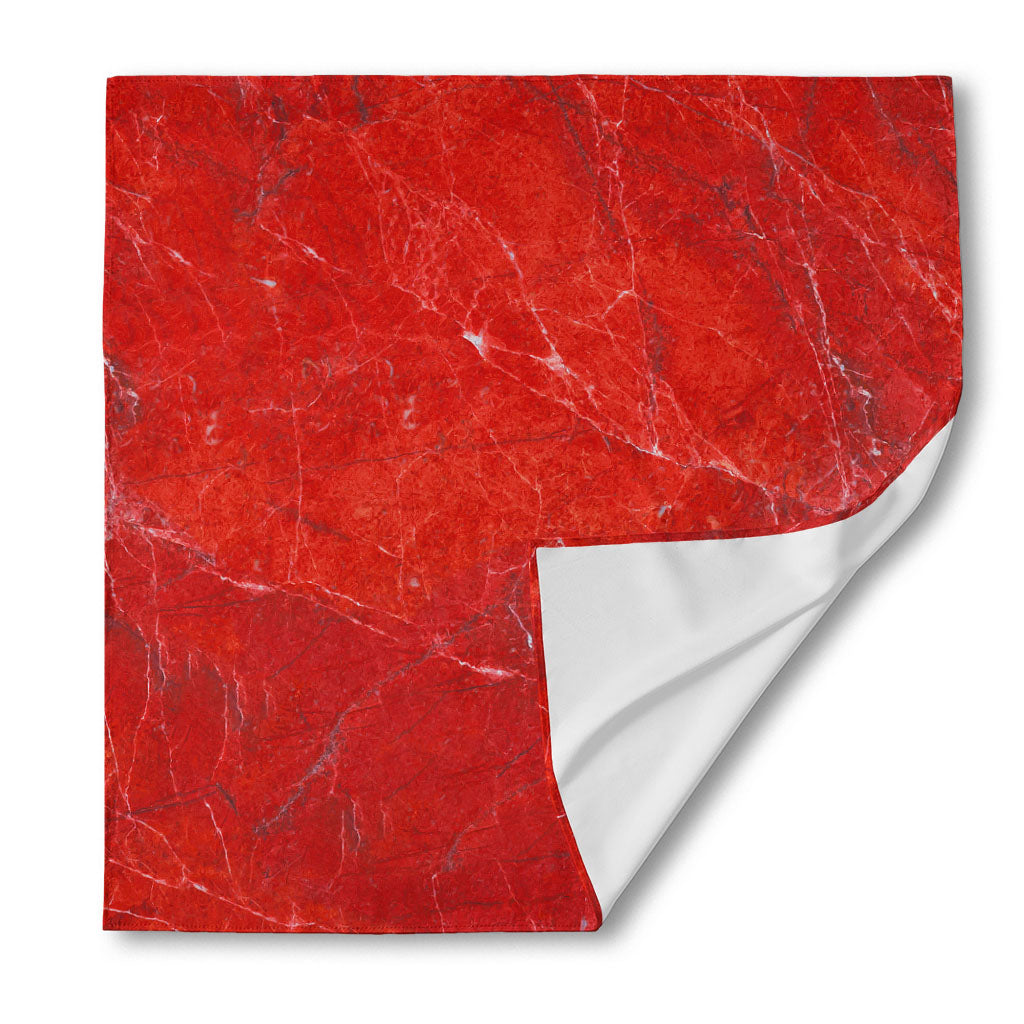 Red Marble Print Silk Bandana