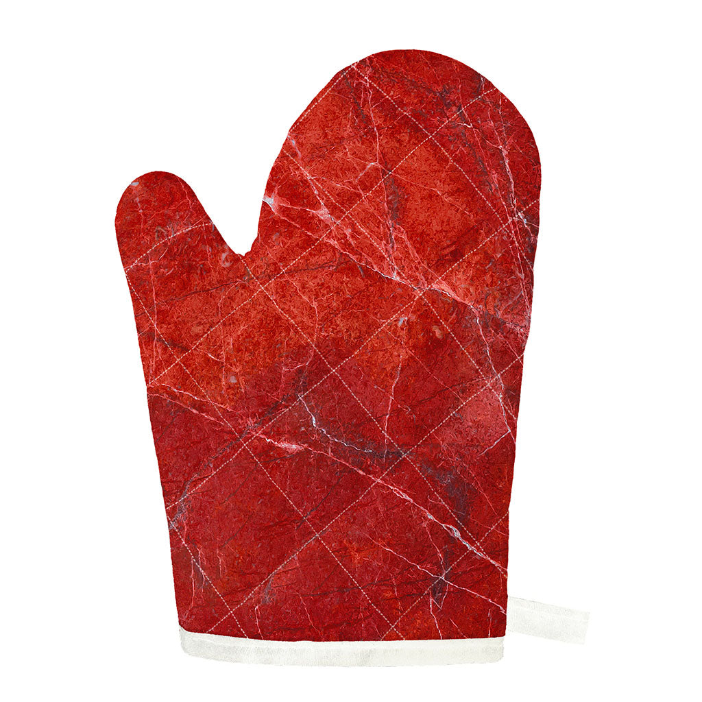 Red Marble Print Single Oven Mitt
