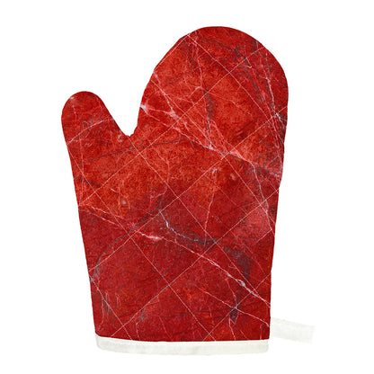 Red Marble Print Single Oven Mitt