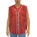 Red Marble Print Sleeveless Baseball Jersey