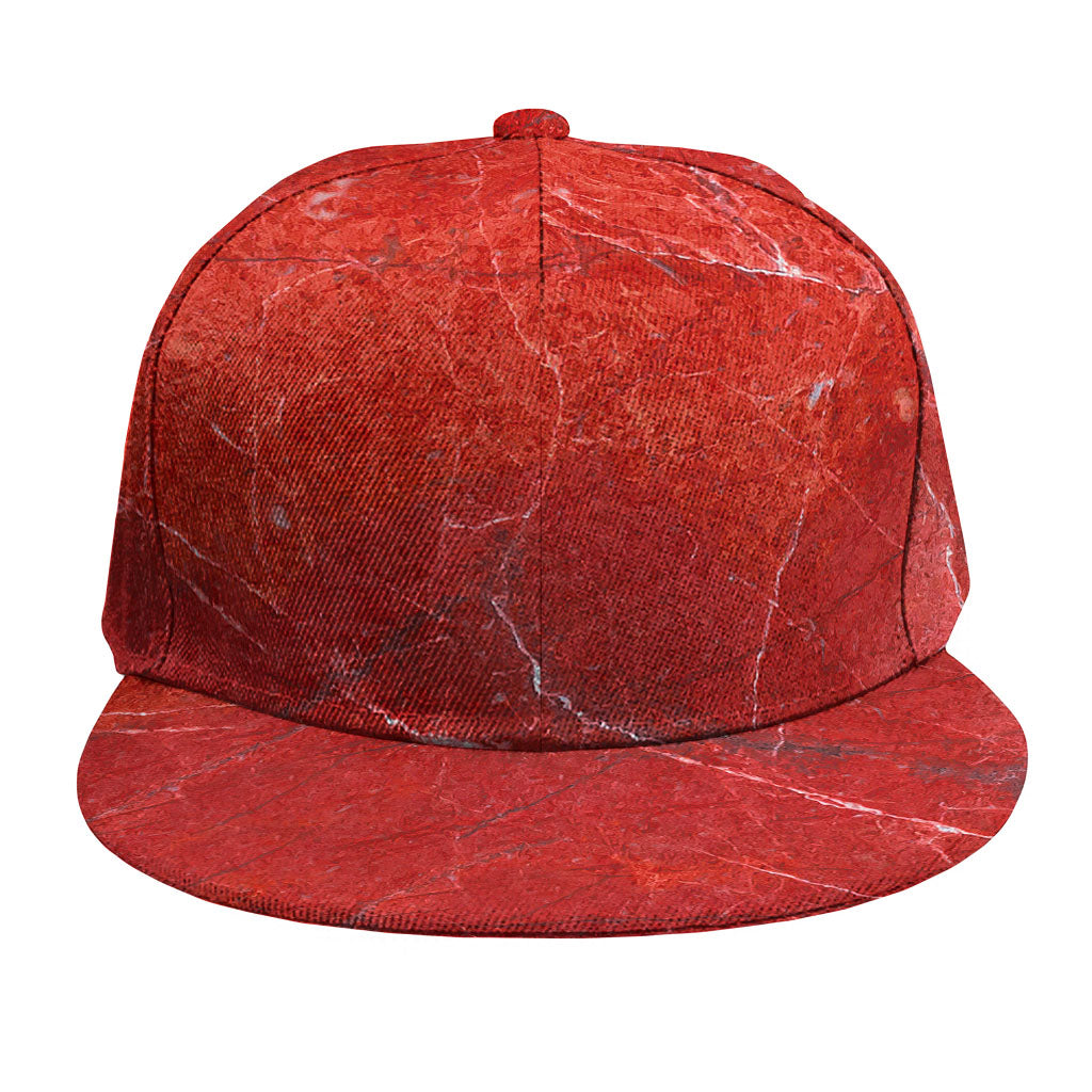 Red Marble Print Snapback Cap