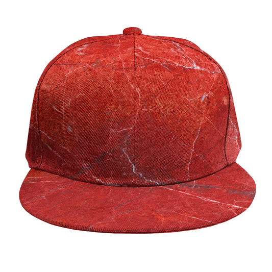 Red Marble Print Snapback Cap