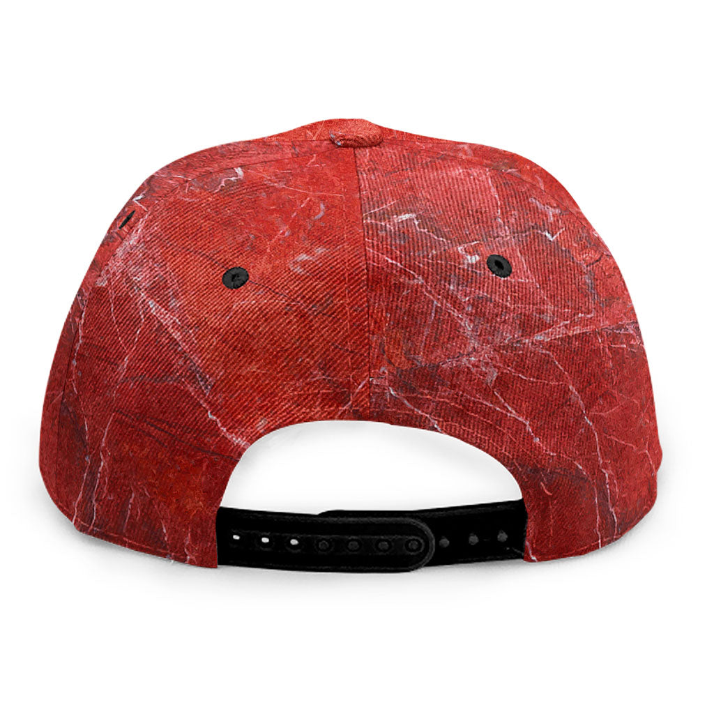 Red Marble Print Snapback Cap