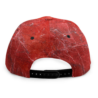Red Marble Print Snapback Cap
