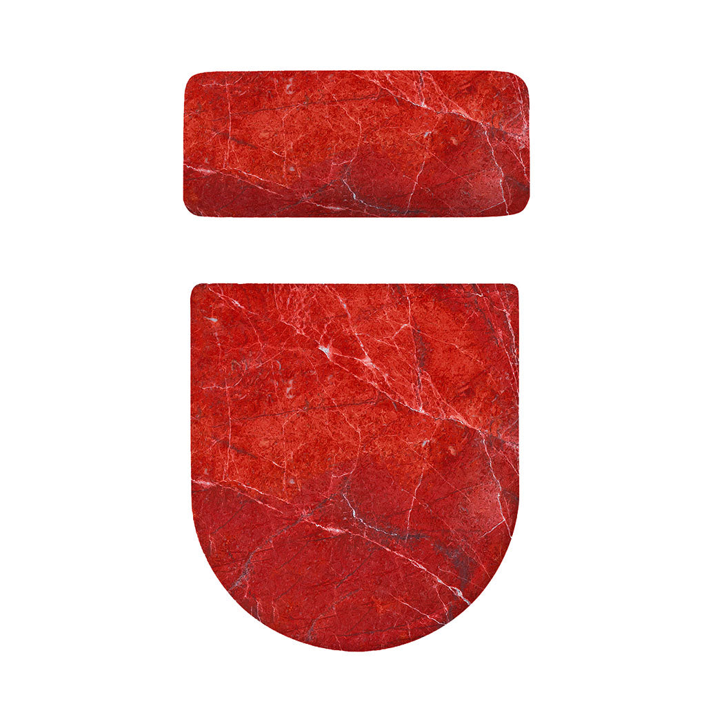 Red Marble Print Toilet Lid And Tank Cover Set