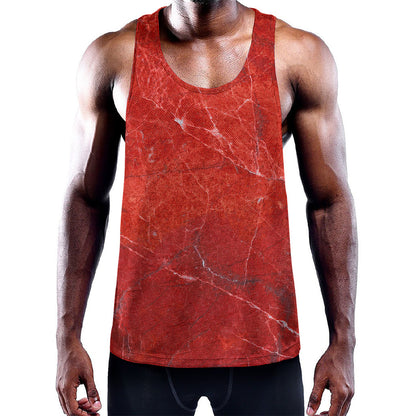 Red Marble Print Training Tank Top