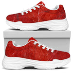 Red Marble Print White Chunky Shoes