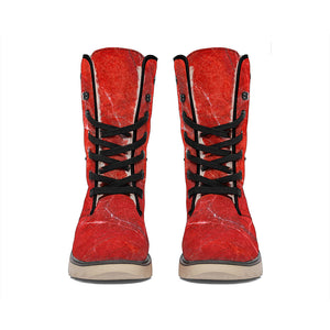 Red Marble Print Winter Boots