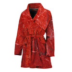 Red Marble Print Women's Bathrobe