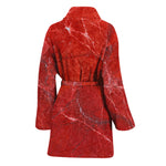Red Marble Print Women's Bathrobe