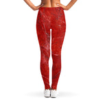Red Marble Print Women's Leggings