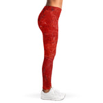 Red Marble Print Women's Leggings