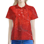 Red Marble Print Women's Polo Shirt