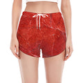 Red Marble Print Women's Split Running Shorts
