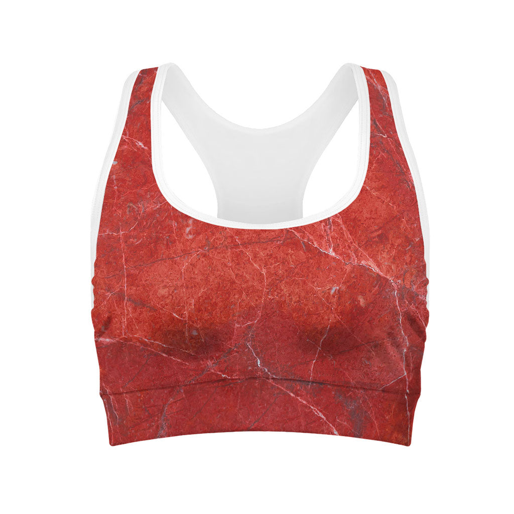 Red Marble Print Women's Sports Bra