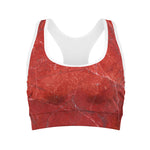 Red Marble Print Women's Sports Bra