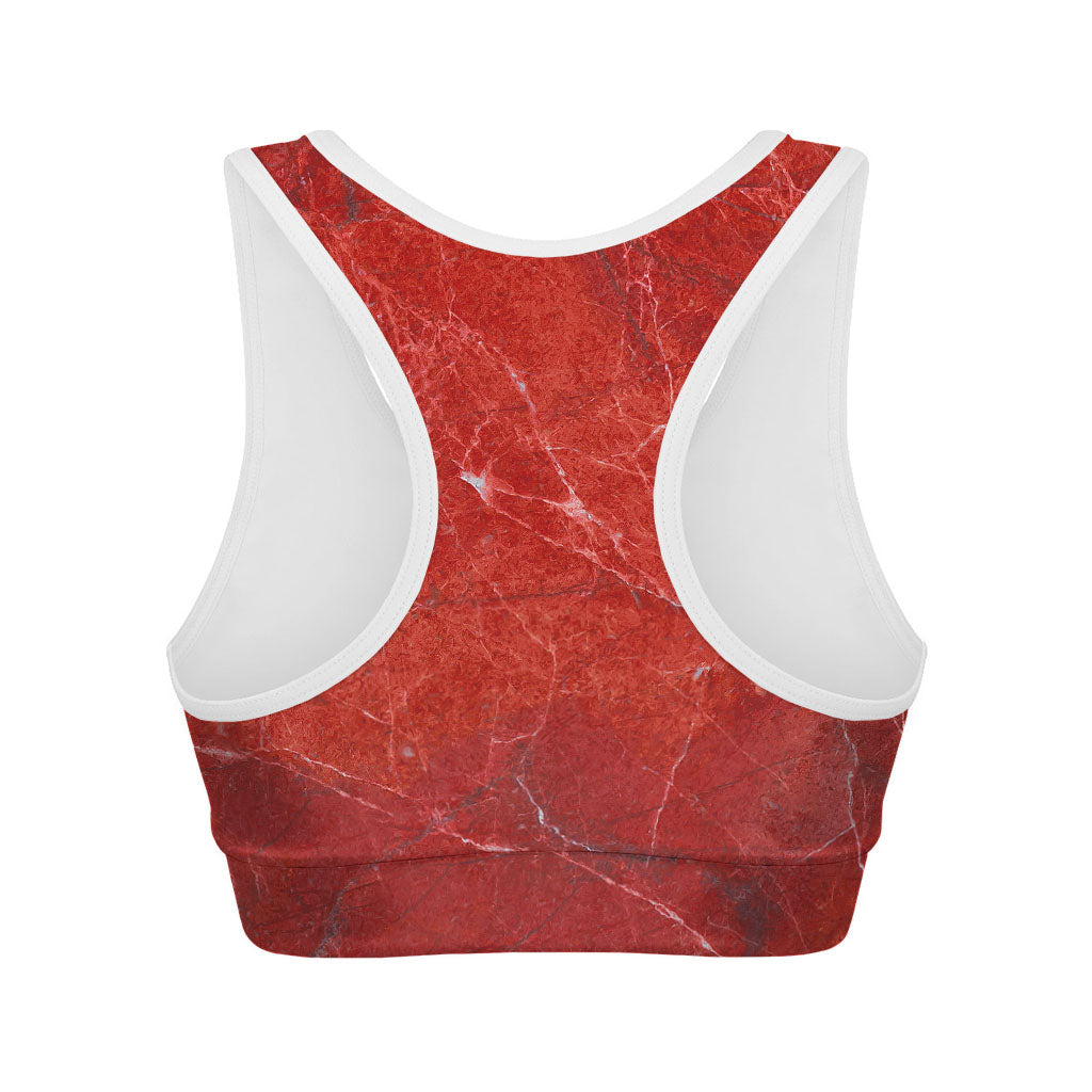 Red Marble Print Women's Sports Bra