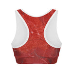 Red Marble Print Women's Sports Bra
