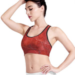 Red Marble Print Women's Sports Bra