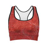 Red Marble Print Women's Sports Bra