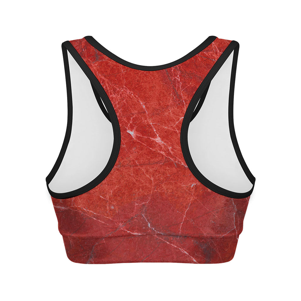Red Marble Print Women's Sports Bra