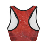 Red Marble Print Women's Sports Bra