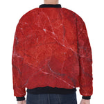 Red Marble Print Zip Sleeve Bomber Jacket