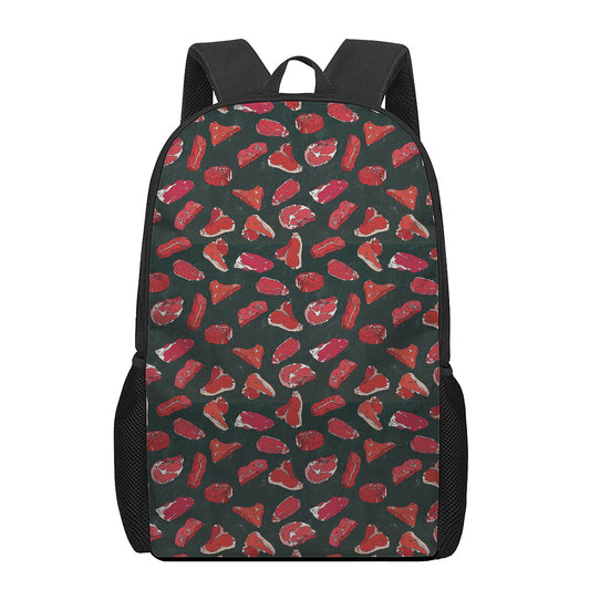 Red Meat Pattern Print 17 Inch Backpack