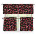 Red Meat Pattern Print 3 Piece Kitchen Curtains