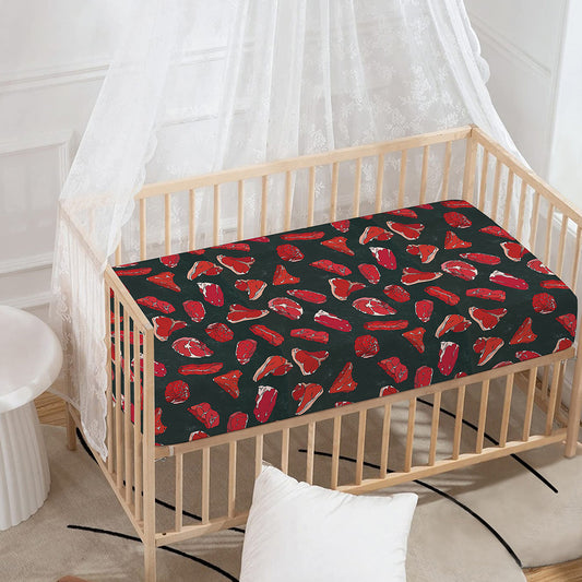 Red Meat Pattern Print Baby Crib Sheet