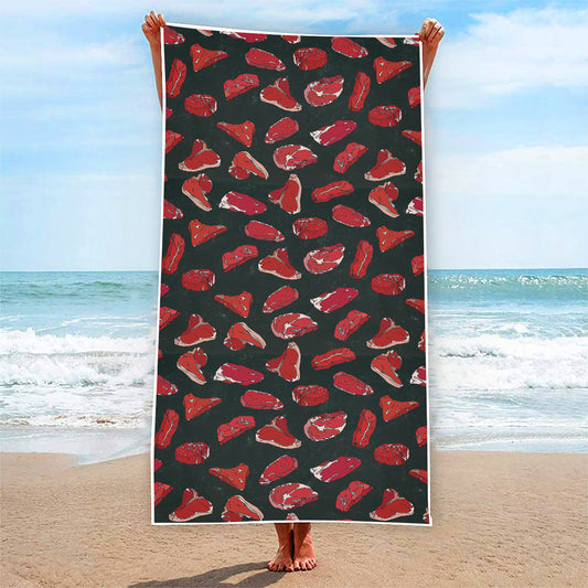 Red Meat Pattern Print Beach Towel