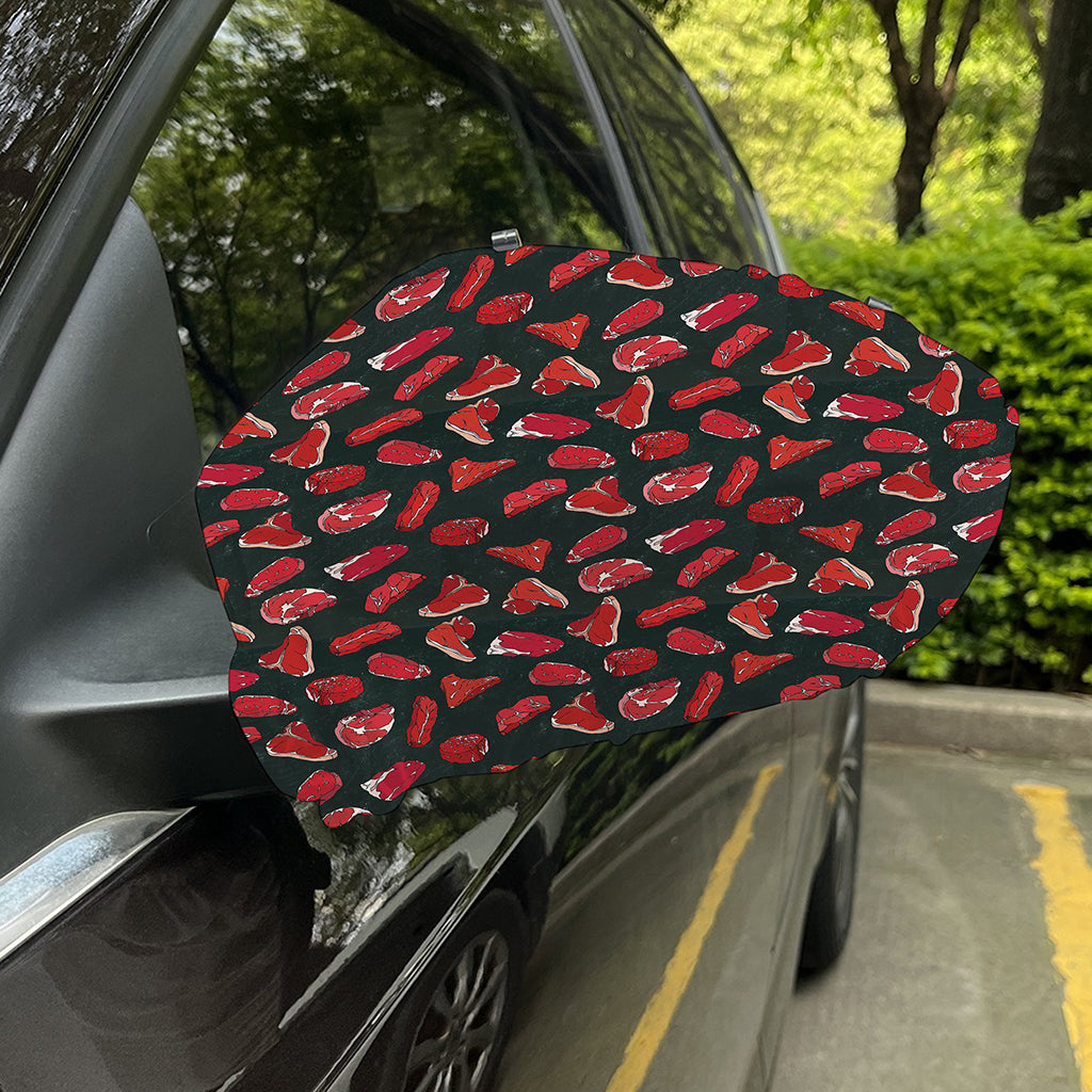 Red Meat Pattern Print Car Side Mirror Covers