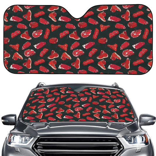 Red Meat Pattern Print Car Windshield Sun Shade
