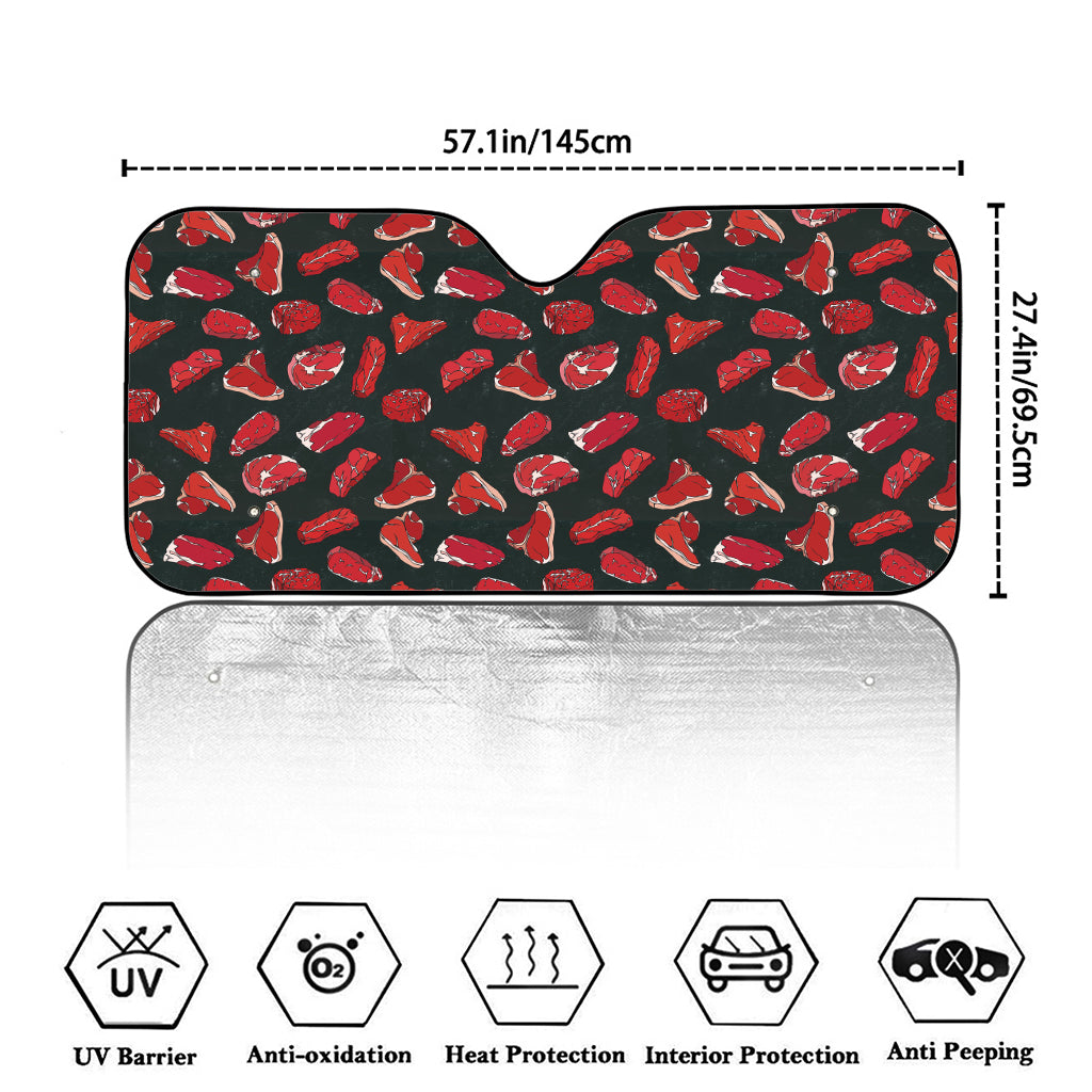 Red Meat Pattern Print Car Windshield Sun Shade