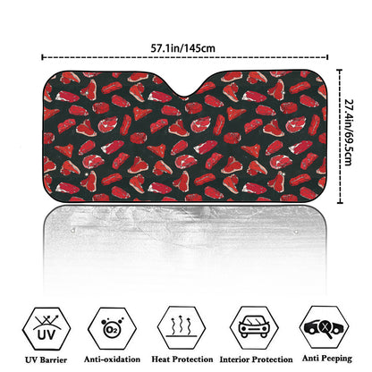 Red Meat Pattern Print Car Windshield Sun Shade