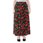 Red Meat Pattern Print Chiffon Maxi Skirt