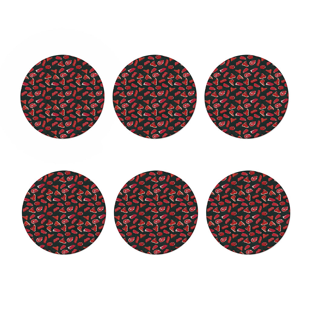 Red Meat Pattern Print Coaster Set