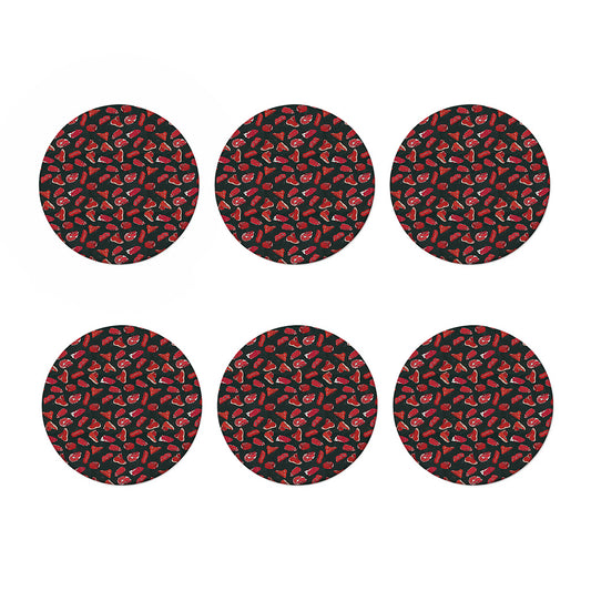 Red Meat Pattern Print Coaster Set