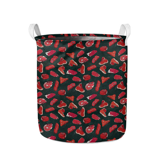Red Meat Pattern Print Collapsible Laundry Basket
