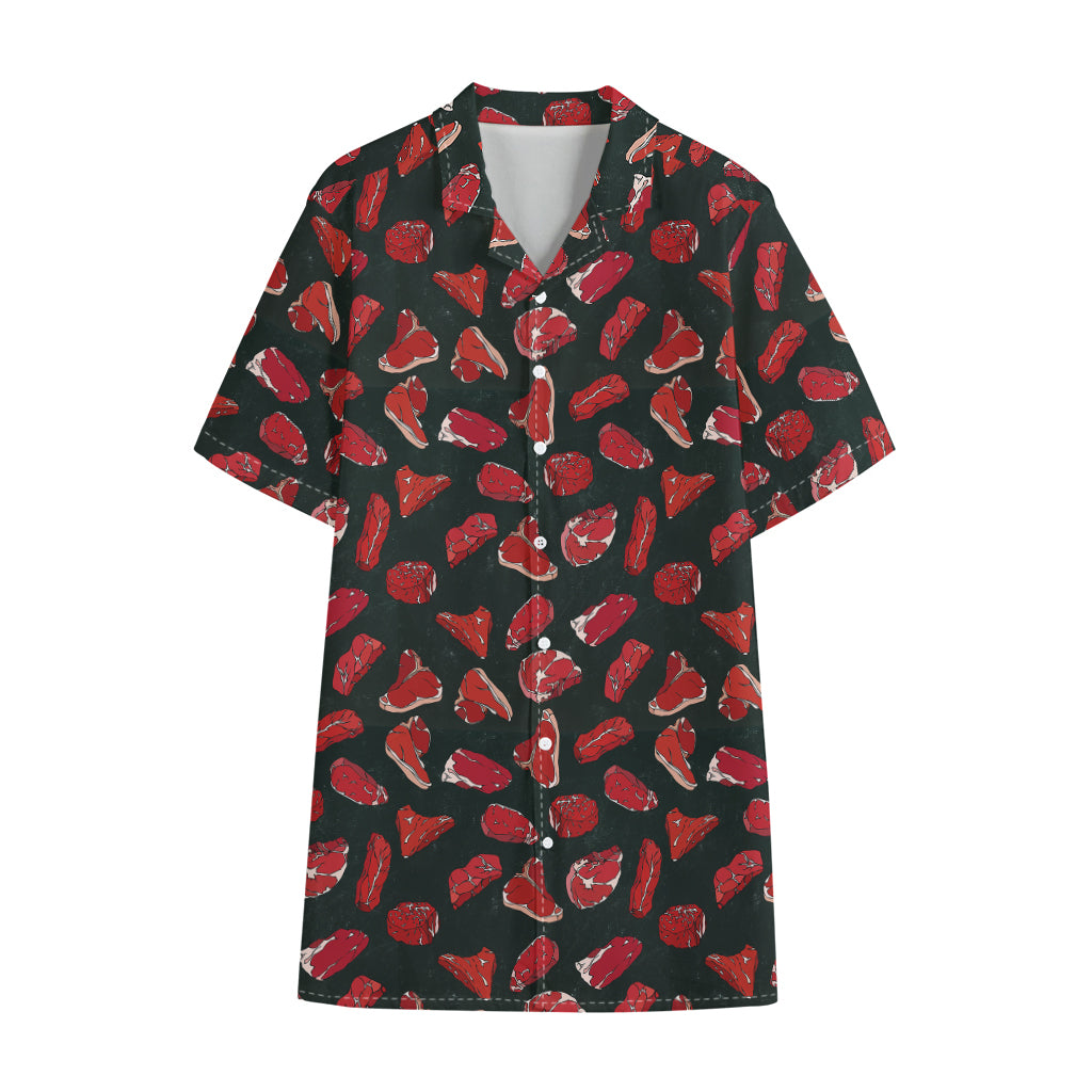 Red Meat Pattern Print Cotton Hawaiian Shirt