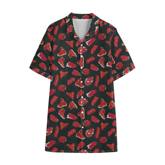 Red Meat Pattern Print Cotton Hawaiian Shirt