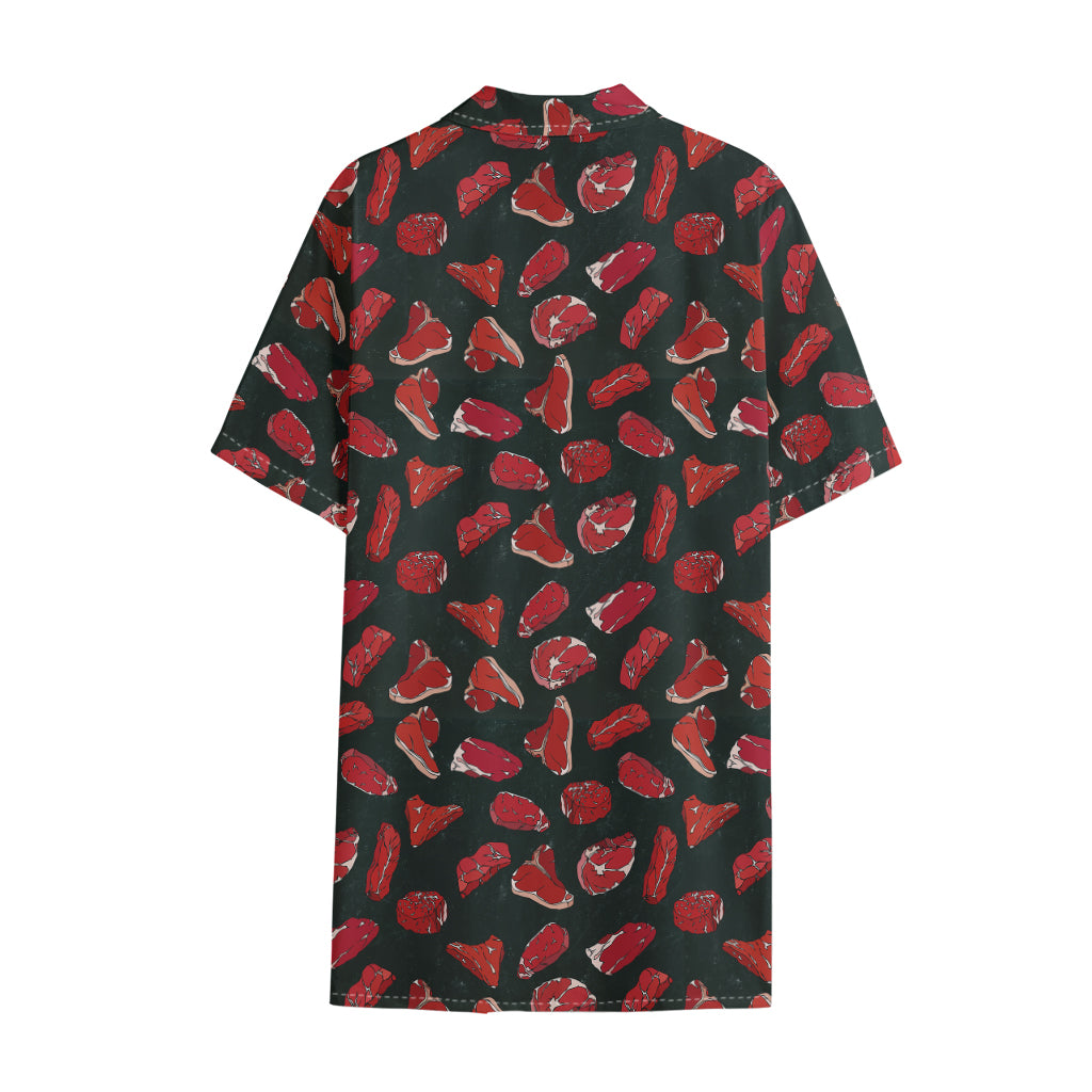 Red Meat Pattern Print Cotton Hawaiian Shirt