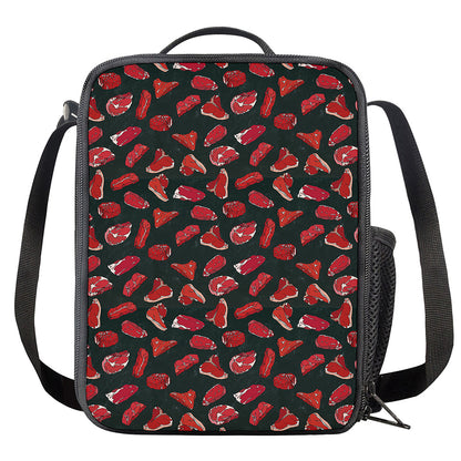 Red Meat Pattern Print Crossbody Lunch Bag
