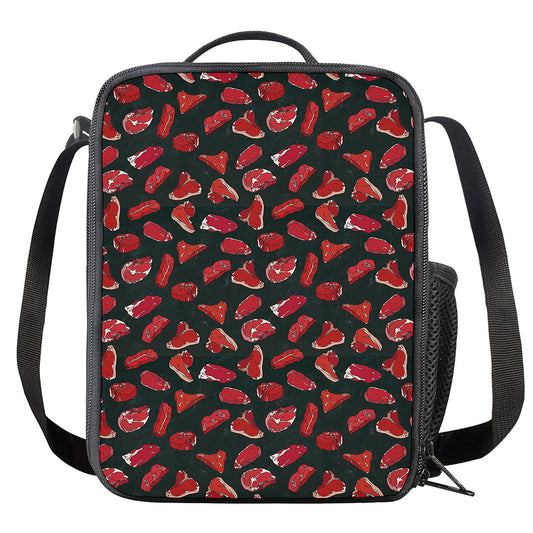 Red Meat Pattern Print Crossbody Lunch Bag