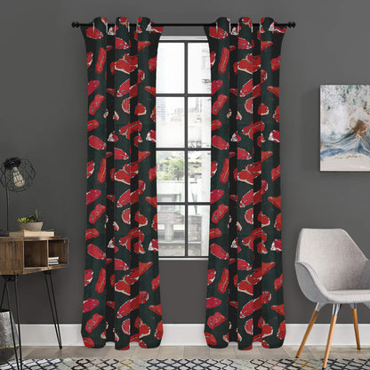 Red Meat Pattern Print Curtain