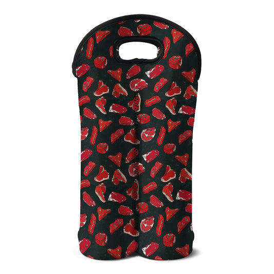 Red Meat Pattern Print Double Neoprene Wine Tote