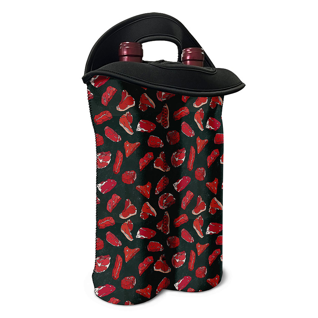 Red Meat Pattern Print Double Neoprene Wine Tote